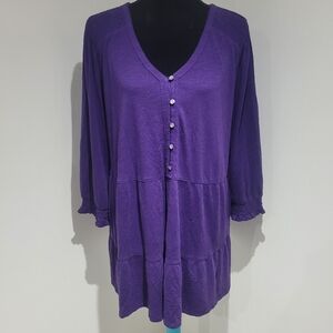 J. Jill Purple Button-Front Tunic